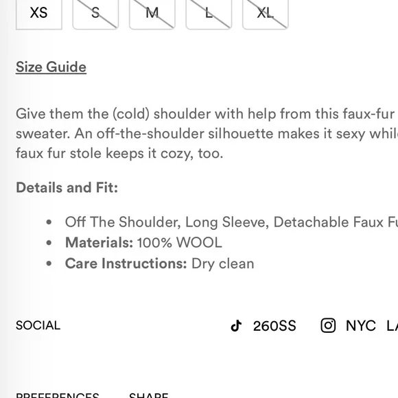 Adrienne Landau Black Off-Shoulder Sweater with Faux Fur Accent S New $175 - Picture 5 of 5